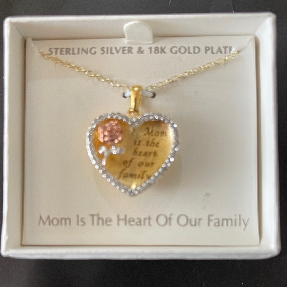 Sterling Silver & 18k Gold Plated Heart Pendant Necklace